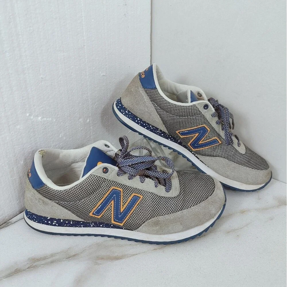 New Balance Men's 501 Grey Blue Running Shoes Athletic Sneakers, Sz 12